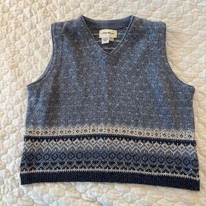Vintage 90s Eddie Bauer Nordic Pattern Sweater Vest Light Blue Women  Size XL
